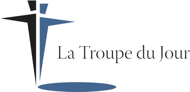 black and blue logo of La Troupe du Jour