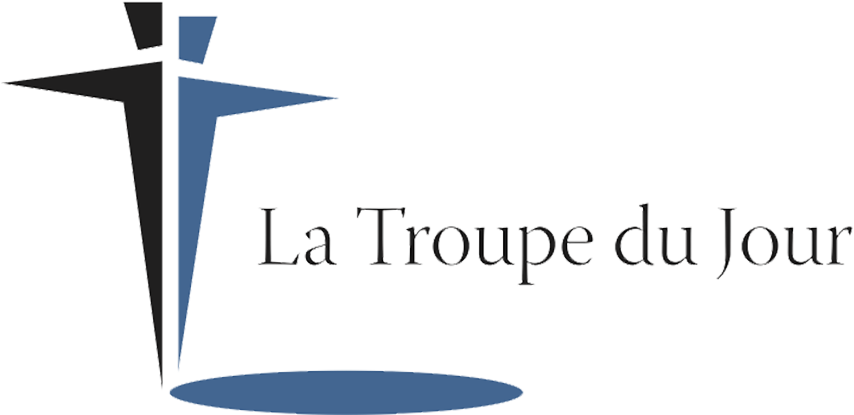 black and blue logo of La Troupe du Jour